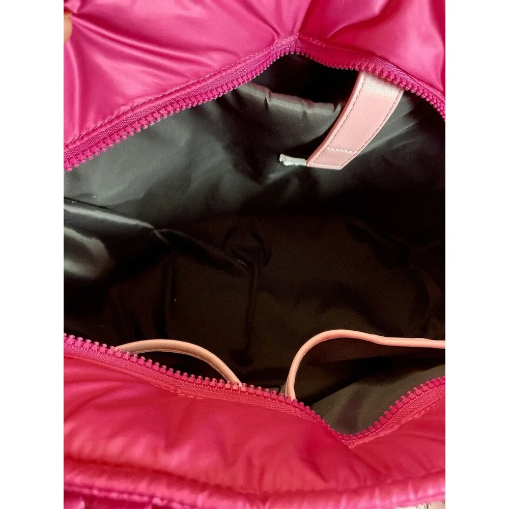 SINCERELY JULES Pink and Red Cherry Cherries Puffy Tote Bag NEW - Picture 3 of 3